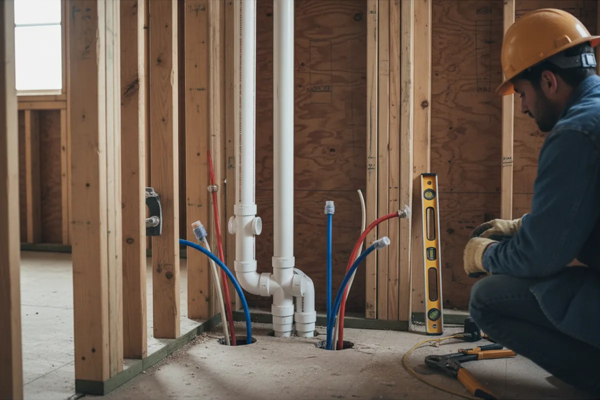 Drain and supply rough-in during Garbage Disposal Repair in Dalton